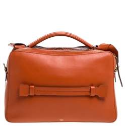Pre Owned Anya Hindmarch Orange Leather, Suede and Python The Stack Shoulder Bag