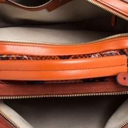 Pre Owned Anya Hindmarch Orange Leather, Suede and Python The Stack Shoulder Bag