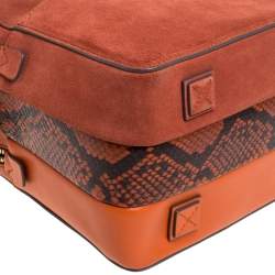 Pre Owned Anya Hindmarch Orange Leather, Suede and Python The Stack Shoulder Bag