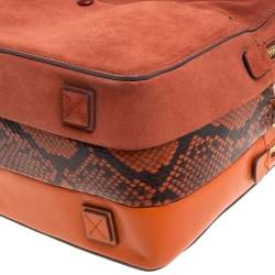 Pre Owned Anya Hindmarch Orange Leather, Suede and Python The Stack Shoulder Bag