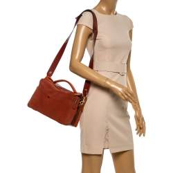 Pre Owned Anya Hindmarch Orange Leather, Suede and Python The Stack Shoulder Bag