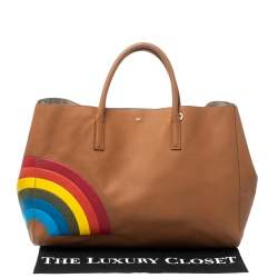 Pre Owned Anya Hindmarch Brown Leather Large Rainbow Featherweight Ebury Tote