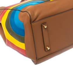 Pre Owned Anya Hindmarch Brown Leather Large Rainbow Featherweight Ebury Tote
