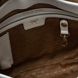 Pre Owned Anya Hindmarch White/Blue Leather Flap Shoulder Bag