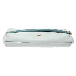 Pre Owned Anya Hindmarch White/Blue Leather Flap Shoulder Bag