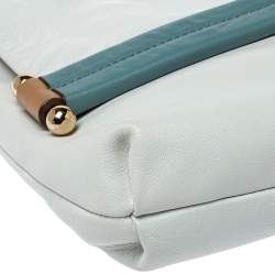 Pre Owned Anya Hindmarch White/Blue Leather Flap Shoulder Bag