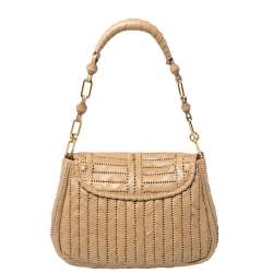 Anya Hindmarch Beige Woven Leather Shoulder Bag