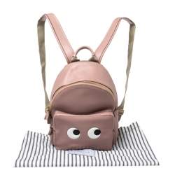 Pre Owned Anya Hindmarch Pink Leather Eyes Backpack 
