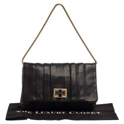 Pre Owned Anya Hindmarch Black Leather Flap Pochette Bag