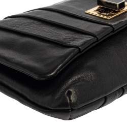 Pre Owned Anya Hindmarch Black Leather Flap Pochette Bag