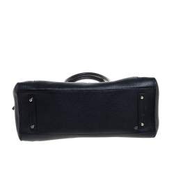 Pre Owned Anya Hindmarch Black Leather Front Zipper Pocket Satchel