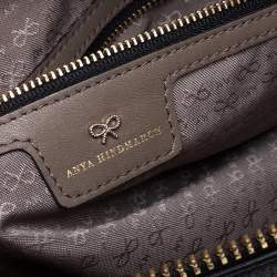 Pre Owned Anya Hindmarch Black Leather Front Zipper Pocket Satchel