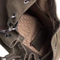 Pre Owned Anya Hindmarch Olive Green Leather Rhodes Bucket Bag