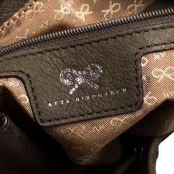 Pre Owned Anya Hindmarch Olive Green Leather Rhodes Bucket Bag