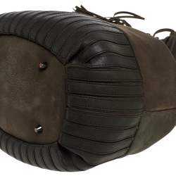 Pre Owned Anya Hindmarch Olive Green Leather Rhodes Bucket Bag