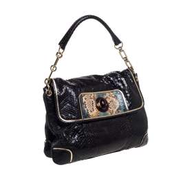 Anya Hindmarch Dark Brown Python Leather Shoulder Bag