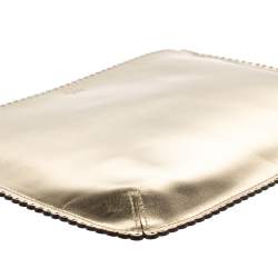 Pre Owned Anya Hindmarch Metallic Gold Scalloped Leather Pouch