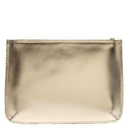 Pre Owned Anya Hindmarch Metallic Gold Scalloped Leather Pouch