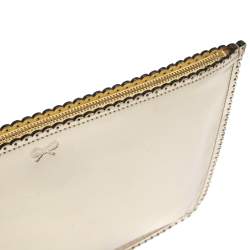Pre Owned Anya Hindmarch Metallic Gold Scalloped Leather Pouch