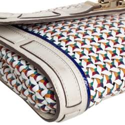 Pre Owned Anya Hindmarch Multicolor Woven Leather Flap Clutch