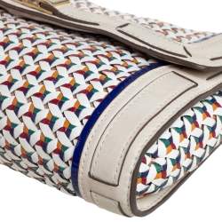Pre Owned Anya Hindmarch Multicolor Woven Leather Flap Clutch