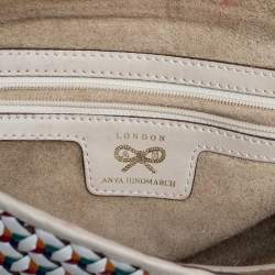 Pre Owned Anya Hindmarch Multicolor Woven Leather Flap Clutch