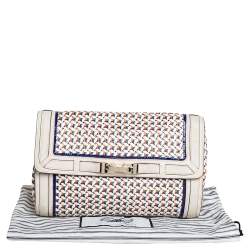 Pre Owned Anya Hindmarch Multicolor Woven Leather Flap Clutch