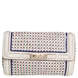 Pre Owned Anya Hindmarch Multicolor Woven Leather Flap Clutch