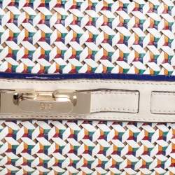 Pre Owned Anya Hindmarch Multicolor Woven Leather Flap Clutch