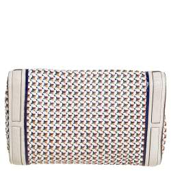 Pre Owned Anya Hindmarch Multicolor Woven Leather Flap Clutch