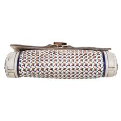 Pre Owned Anya Hindmarch Multicolor Woven Leather Flap Clutch