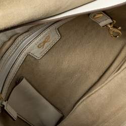 Pre Owned Anya Hindmarch White Leather Studded Flap Top Handle Bag