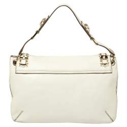 Pre Owned Anya Hindmarch White Leather Studded Flap Top Handle Bag