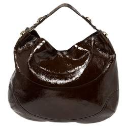 Anya Hindmarch Dark Brown Patent Leather Studded Hobo