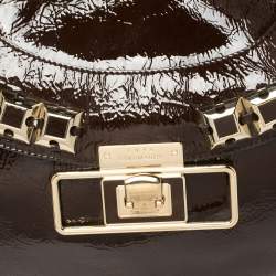 Anya Hindmarch Dark Brown Patent Leather Studded Hobo