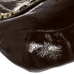 Anya Hindmarch Dark Brown Patent Leather Studded Hobo