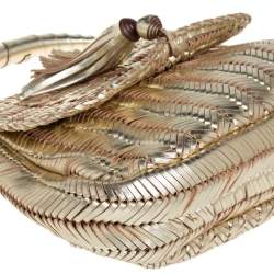 Pre Owned Anya Hindmarch Metallic Gold Woven Leather Shoulder Bag