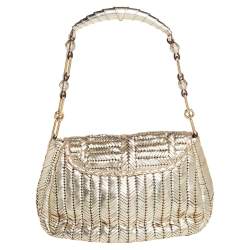 Pre Owned Anya Hindmarch Metallic Gold Woven Leather Shoulder Bag