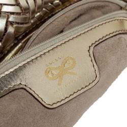 Pre Owned Anya Hindmarch Metallic Gold Woven Leather Shoulder Bag