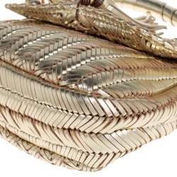 Pre Owned Anya Hindmarch Metallic Gold Woven Leather Shoulder Bag
