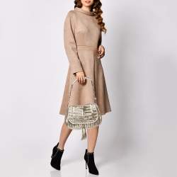 Pre Owned Anya Hindmarch Metallic Gold Woven Leather Shoulder Bag