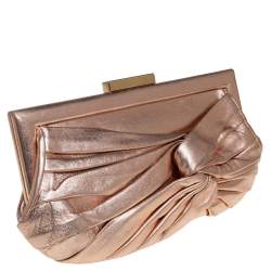 Pre Owned Anya Hindmarch Metallic Gold Leather Frame Clutch