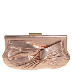Pre Owned Anya Hindmarch Metallic Gold Leather Frame Clutch