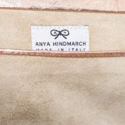 Pre Owned Anya Hindmarch Metallic Gold Leather Frame Clutch
