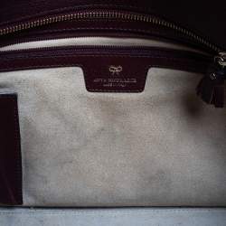 Pre Owned Anya Hindmarch Burgundy Leather Bathurst Top Handle Bag
