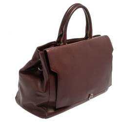 Pre Owned Anya Hindmarch Burgundy Leather Bathurst Top Handle Bag