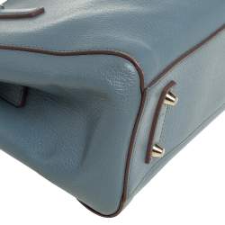 Anya Hindmarch Stone Blue Leather Double Zip Tote