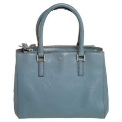 Anya Hindmarch Stone Blue Leather Double Zip Tote