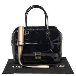 Anya Hindmarch Navy Blue Patent Leather Carker Satchel