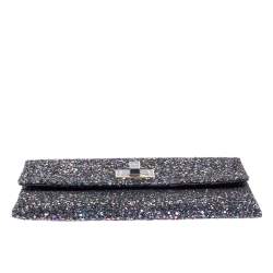 Pre Owned Anya Hindmarch Metallic Purple Glitter Valorie Clutch
